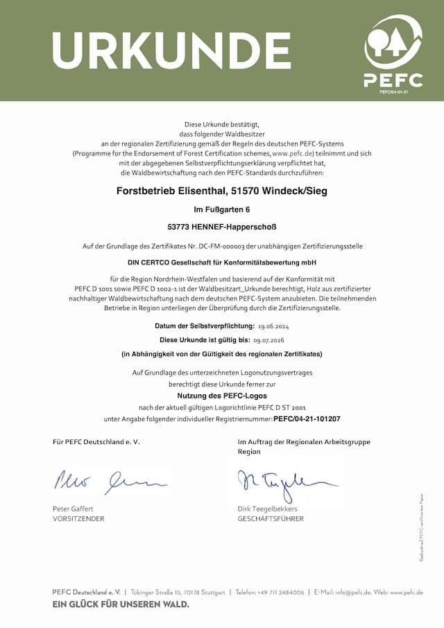 Nachhaltigkeitsurkunde